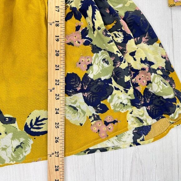 Free People Top Size S Brunch A Bunch Floral Tunic Blouse Yellow Oversized - Picture 13 of 14